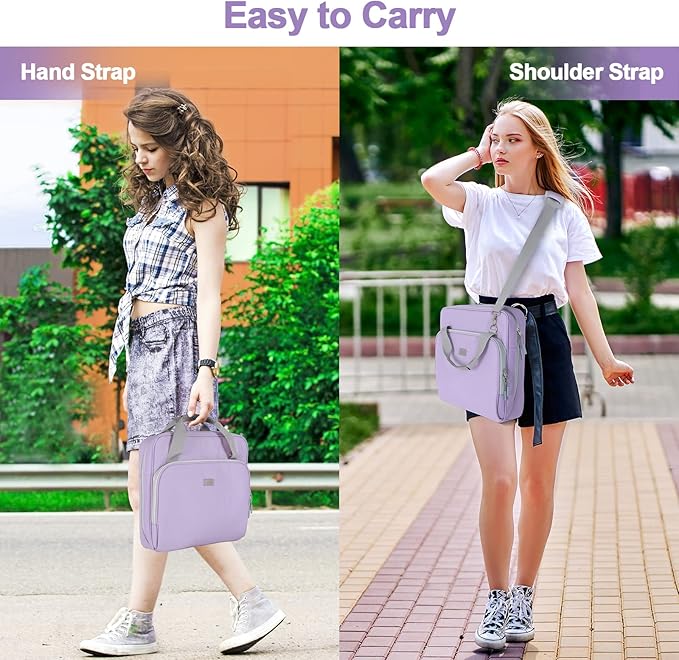 3 Ring Zipper Binder 3 Inch D-Ring, Binder with Strap 700 Sheet Capacity & Multi-Pockets School and Office Organizer, Compatible with 13-Inch MacBook (Patent Design Purple)