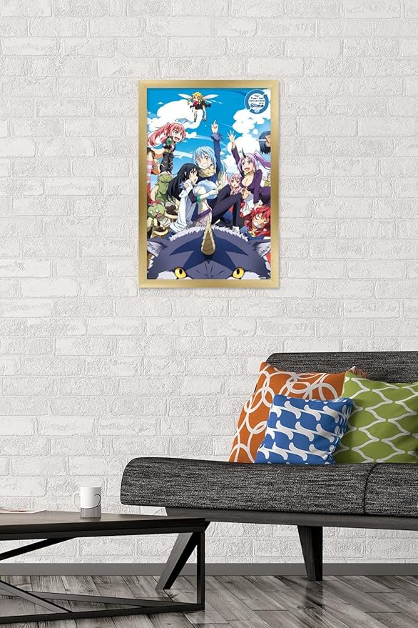 Trends International That Time I Got Reincarnated As A Slime - Group Wall Poster, 14.725" x 22.375", Gold Framed Version