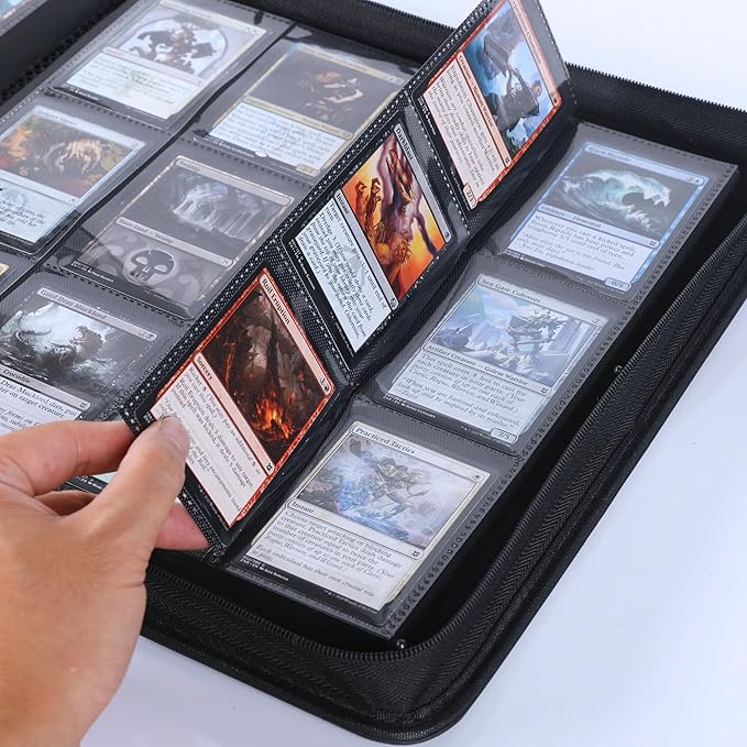1200+ Pockets Trading Card Binder, 12-Pocket Card Ablum Compatible with lorcana,MTG,Sports Cards & Other Standard Size Trading Card (BLACK)