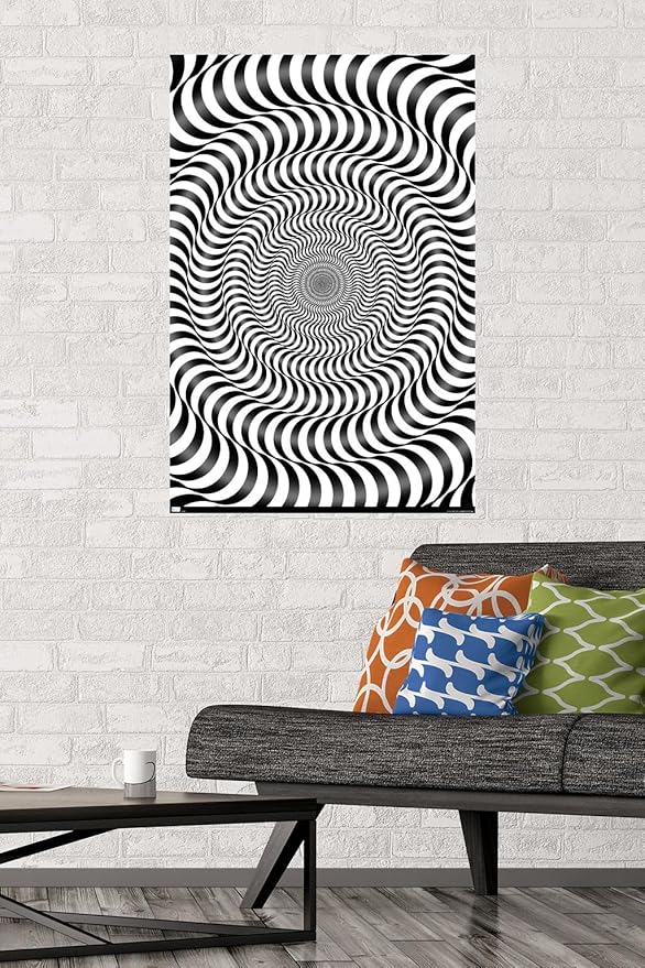 Trends International Zebra Stripe Optical Illusion Wall Poster, 22.375" x 34", Premium Poster & Mount Bundle