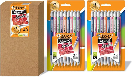 BIC Xtra-Sparkle Mechanical Pencil, Medium Point (0.7mm), Fun Design With Colorful Barrel, 48-Count