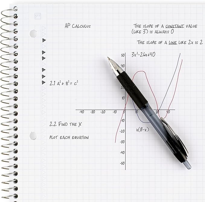 Five Star Spiral Notebook + Study App, 1 Subject, Graph Ruled Paper, 8-1/2" x 11", 100 Sheets, Fights Ink Bleed, Water Resistant Cover, Black (73679)