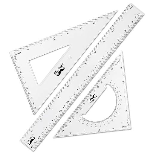 Mr. Pen Triangle Ruler, Protractor, Math Set - 3 Pack, Square Ruler, Protractor for Geometry
