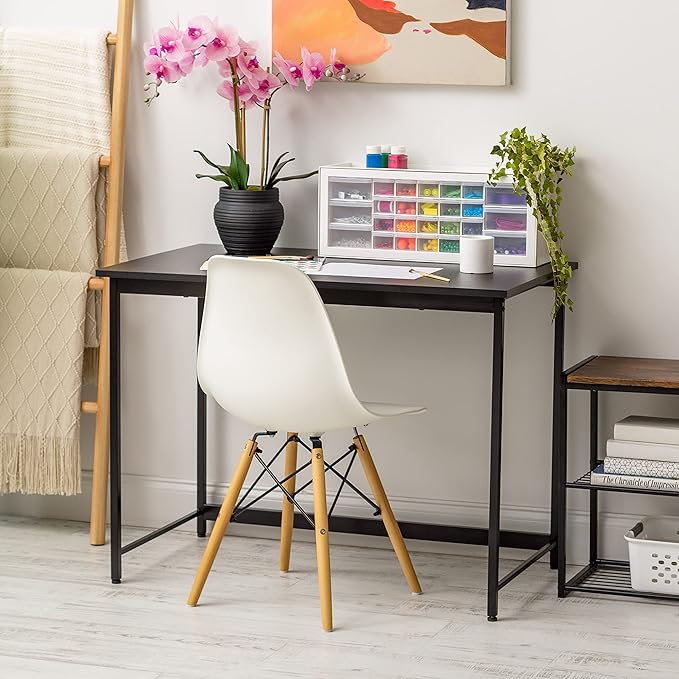 IRIS USA, Inc. 39 Inch Modern Laptop and Computer Desk Office Table for Home Office, Water and Scratch Resistant Surface Gaming Desk, Easy to Assemble Black Desk