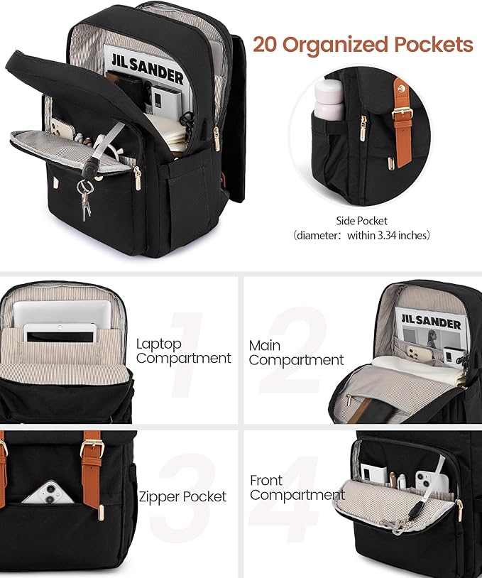 LOVEVOOK Laptop Backpack for Women Vintage Travel Backpack Purse Airline Approved 15.6 Inch Large Computer Backpack Fashion Teacher Nurse Bag for Work Business College