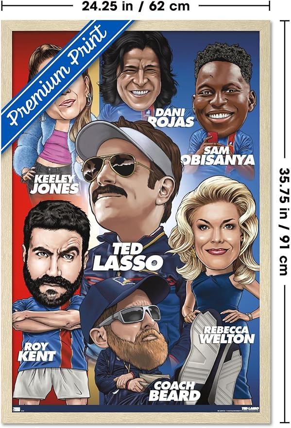Ted Lasso - Character Grid Wall Poster, 34L" x 22.4W", Blonde Framed Version