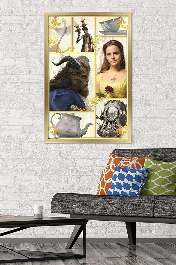 Trends International Disney Beauty And The Beast - Group Wall Poster, 22.375" x 34", Gold Framed Version