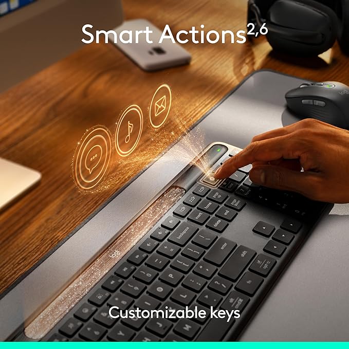 Logitech Signature Slim Solar+ Wireless Bluetooth Keyboard K980, Solar and Artificial Light Powered, Up to 10 Years Battery Life, Customizable Keys - Graphite
