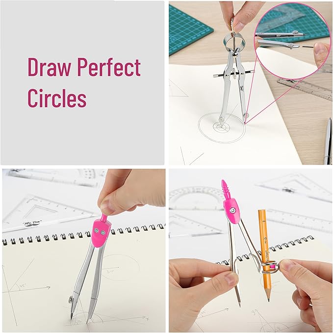 Mr. Pen- Geometry Set, 13 pcs, Compass for Geometry, Protractor Set, Geometry Kit Set with Shatterproof Storage Box, Geometry Kit, Drawing Tools, Drafting Set