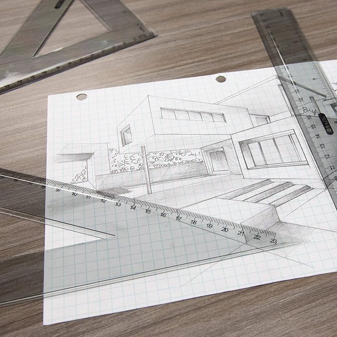 BAZIC 4-Piece Geometry Ruler Combination Sets