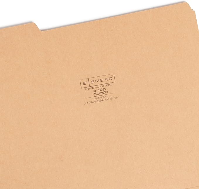 Smead Standard File Folders, 100 Count, Assorted Pastel Colors, 1/3-Cut Tabs, Letter Size (11953)