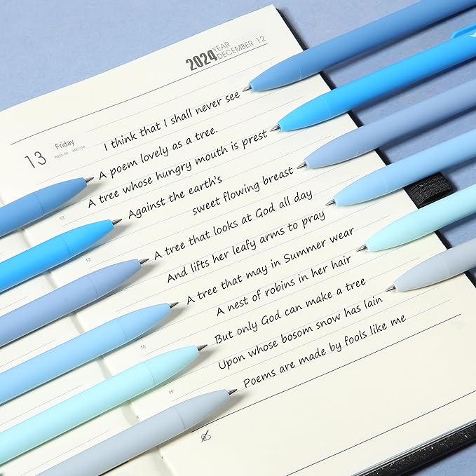 Mr. Pen- Retractable Gel Pens, 12 Pack, Black Ink, Sky Blue Barrel Gel Pens Fine Point 0.5mm, Fine Tip