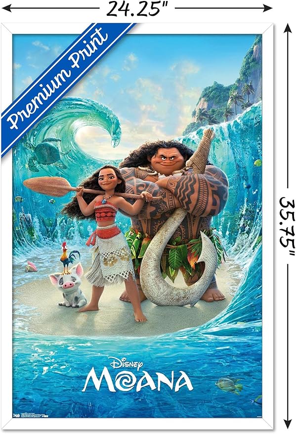 Disney Moana - Ocean Floor Wall Poster, 34L" x 22.4W", White Framed Version