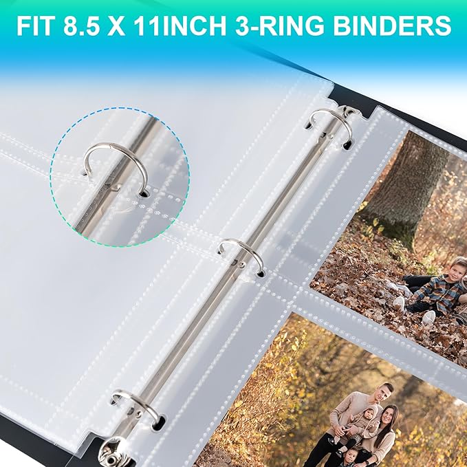 50 Pack 3.5 x 5 Photo Sleeves for 3 Ring Binder(400 Pictures), Heavy-Duty Archival Photo Page Protectors, Clear Picture Album Refill Pages Holds, Acid-Free