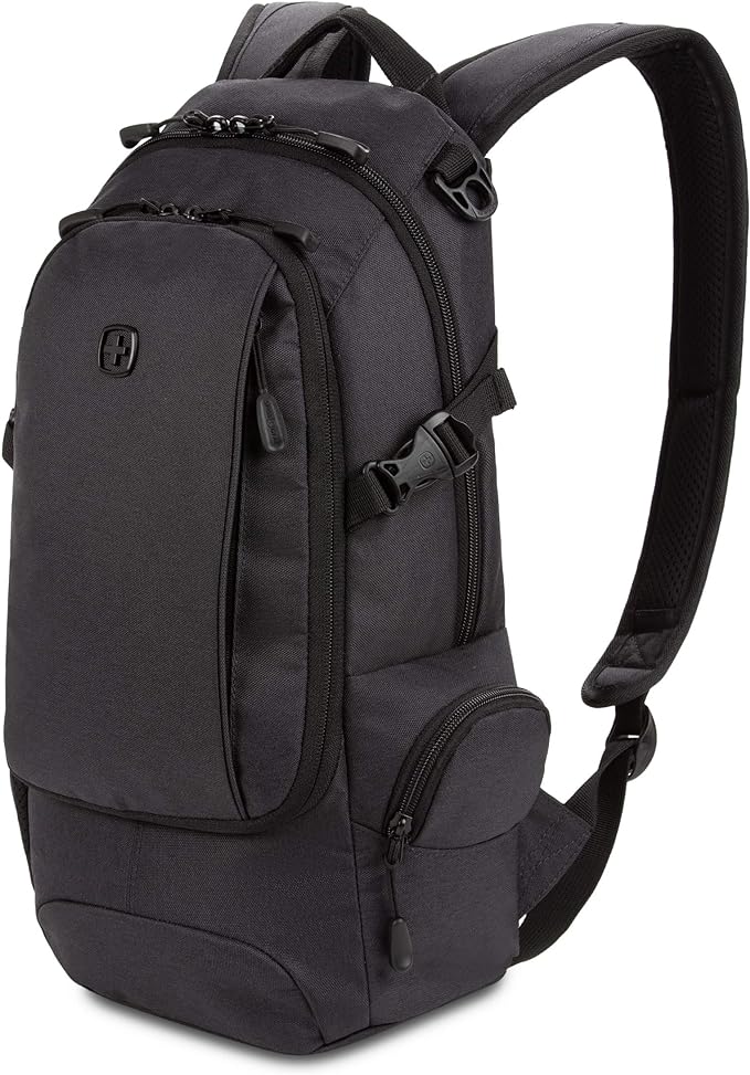 SwissGear 3598 Backpack, Narrow Daypack, Ideal for Commuting and School, Dark Grey