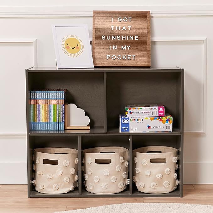 ECR4Kids Streamline 5-Compartment Storage Cabinet, 30in, Classroom Furniture, Grey Wash