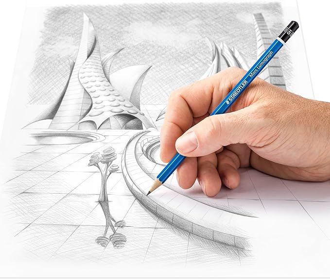 STAEDTLER Mars Lumograph 6H Graphite Art Drawing Pencil, Medium Hard, Break-Resistant Bonded Lead, 12 Pack, 100-6H, blue (100-6H VE)