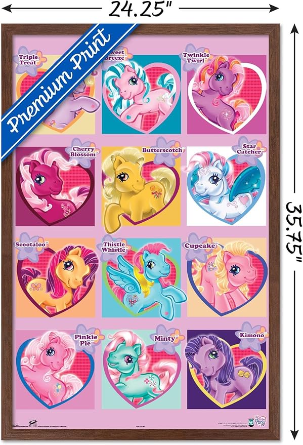 Trends International Hasbro My Little Pony - Chart Wall Poster, 22.375" x 34", Mahogany Framed Version