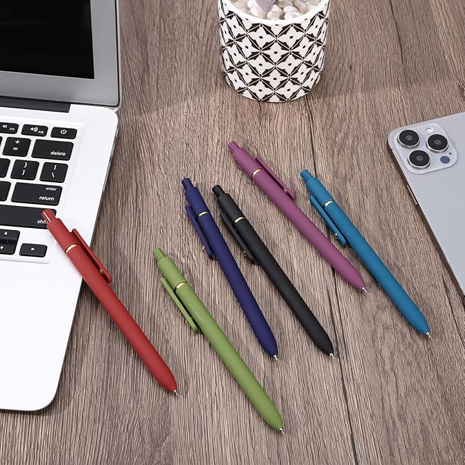 Ddaowanx Colorful Gel Pens, 0.5mm Fine Point Retractable, Cute Pens with Colored Writing and Sketching,Gifts for Women (12Pcs-Vintage Colors)