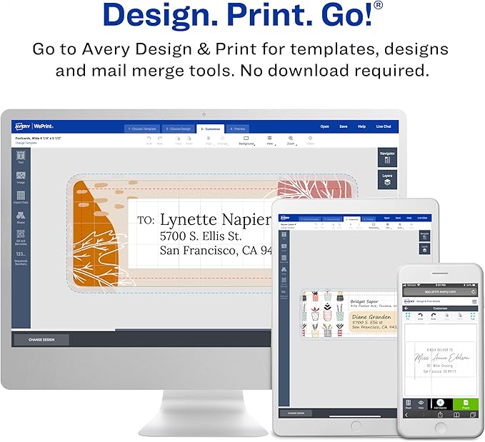 Avery Printable Shipping Labels with Sure Feed, 3-1/3" x 4", Matte Clear, 300 Blank Mailing Labels (5664)
