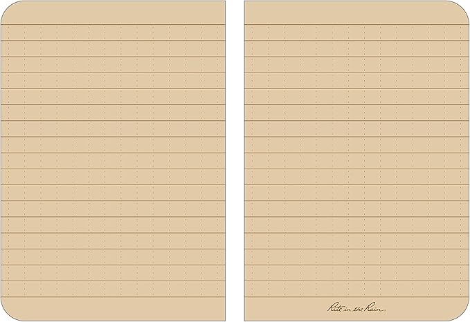 Rite in the Rain Weatherproof Soft Cover Pocket Notebook, 3.5" x 5", Tan Cover, Universal Pattern (No. 954T)