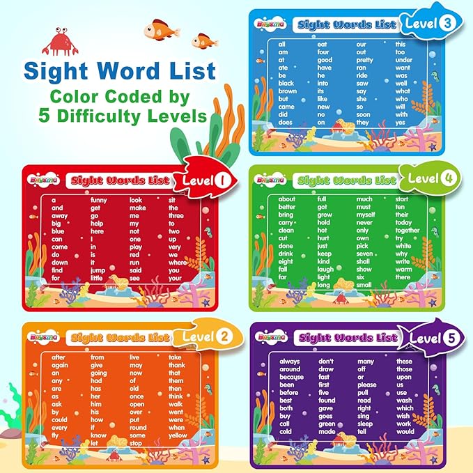 BAYSING Wooden Magnetic Sight Word Fishing Game for Toddlers, Alphabet Fish Catching Games Puzzle with Letters, Homeschool Sight Word Educational Toy for Age of 3,4,5,6 Year Old Kids, Boys & Girls