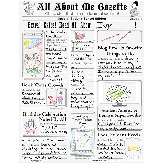 Really Good Stuff Ready-to-Decorate Extra, Extra, Read All About Me Posters - 24 Posters