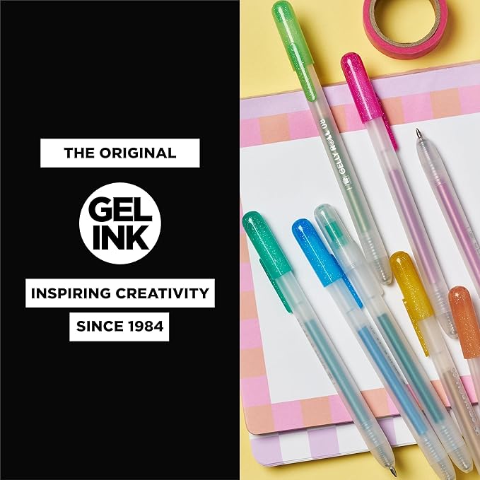 SAKURA Gelly Roll Retractable Gel Pens Colored - Classic, Craft, Stardust & Metallic - For Journaling, Art, or Drawing - Medium Point - With Assorted Colored Ink - 12 Pens