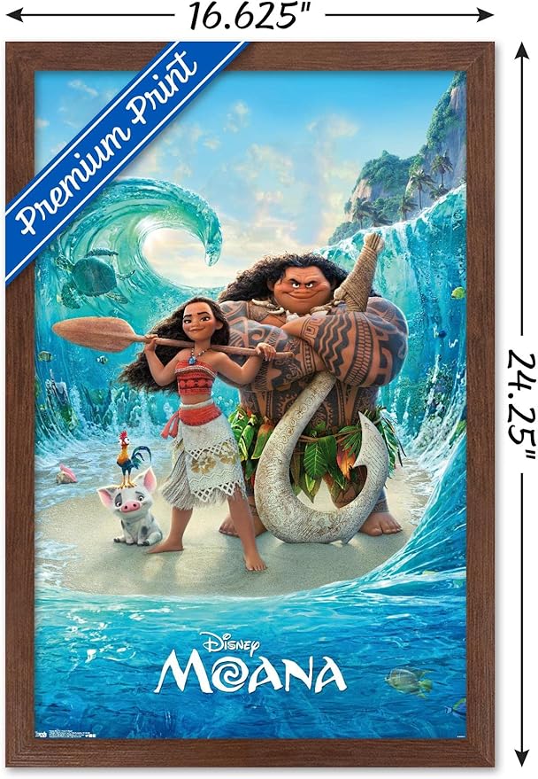 Disney Moana - Ocean Floor Wall Poster, 22.4L" x 14.7W", Mahogany Framed Version