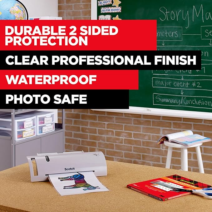 Scotch Thermal Laminating Pouches, 5 Mil Thick for Extra Protection, 4.3 Inches x 6.3 Inches, 100 Pouches (TP5900-100)