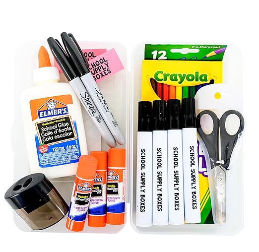 School Supply Boxes | Artistic Bundle (1 Box) | Back to School Essentials Kit for Students & Teachers | Includes Dry Erase Pocket Folders, Coloring Products, & Glue Products