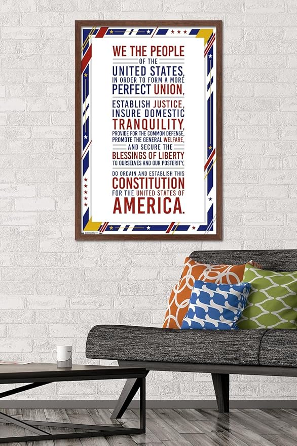 Trends International The United States Of America - Constitution Preamble Wall Poster, 22.375" x 34", Mahogany Framed Version
