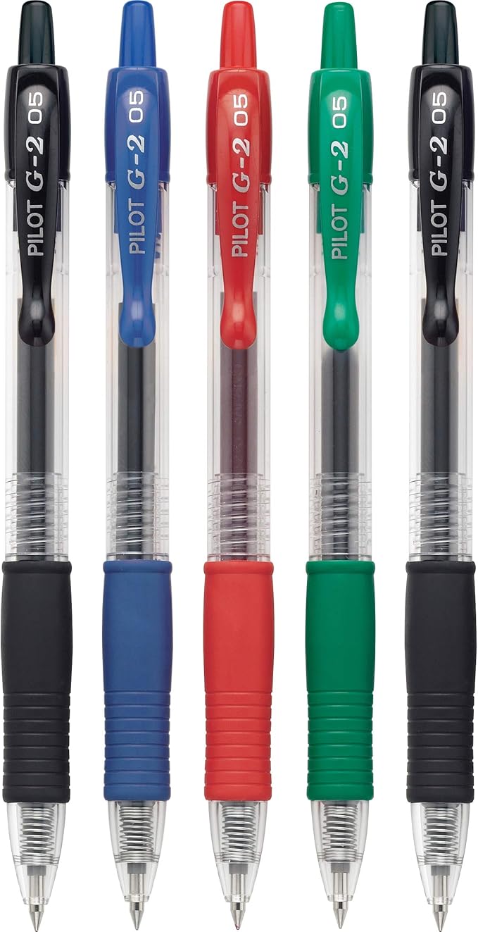 Pilot G2 Premium Gel Pens, Gel Roller Pens, Extra Fine Point 0.5 mm Assorted Colors 5