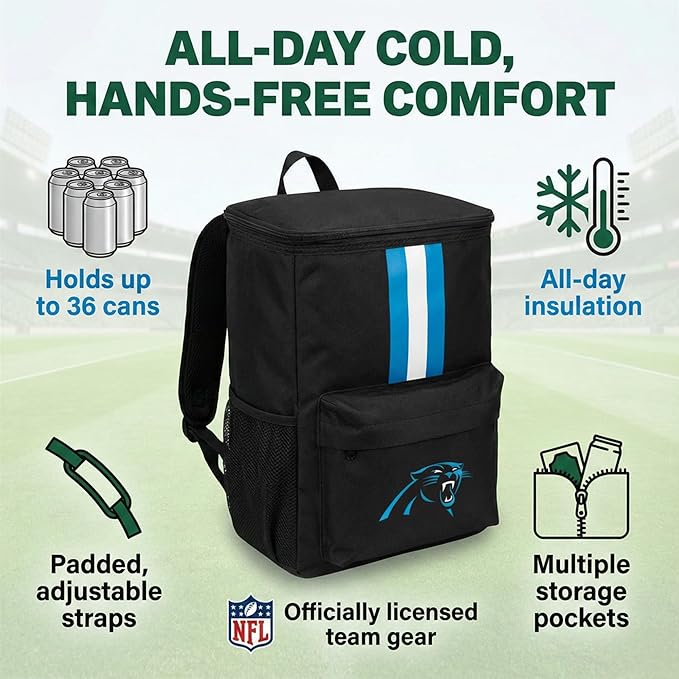 Cooler Backpack – Portable Soft Sided Ice Chest – Insulated Bag Holds 36 Cans - Football Gear – Show Your Team Spirit with Officially Licensed Fan Gear