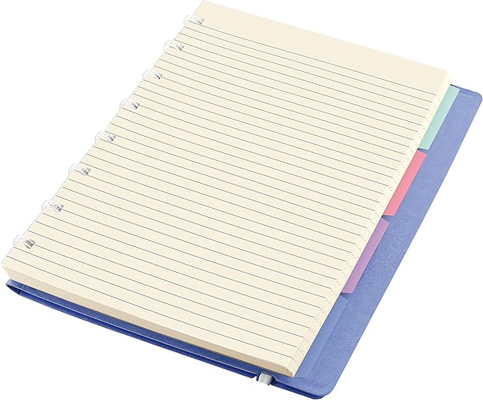 FILOFAX Refillable Pastel Notebook, A5 (8.25" x 5") Vista Blue - 112 Cream moveable pages - Index, pocket and page marker (B115051U)