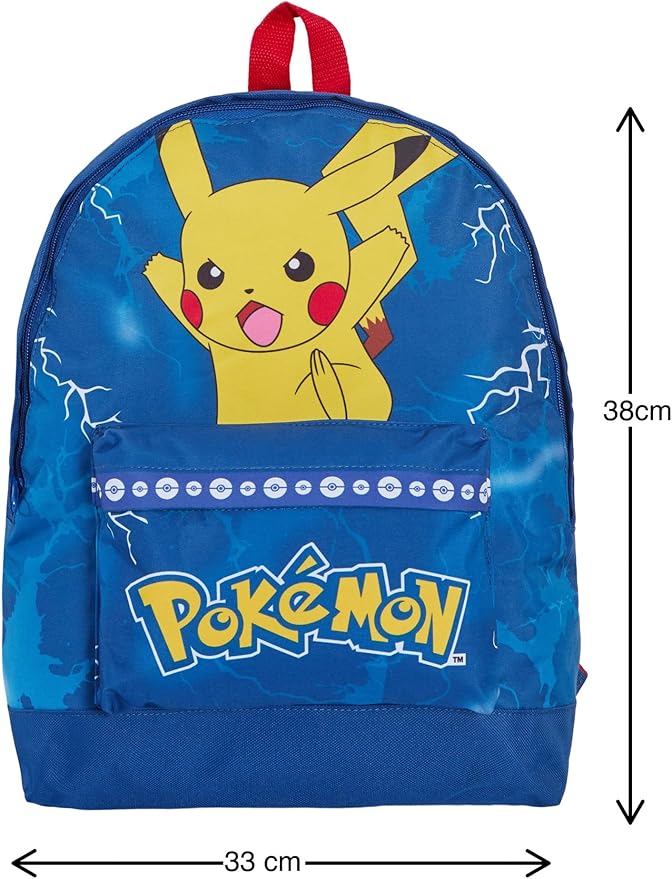 Pokemon Backpack + Lunch Bag + Pencil Case 3 Piece Pikachu School Bag Set College Travel Rucksack