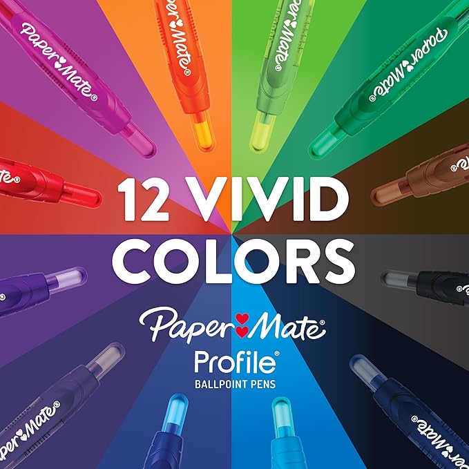 Paper Mate Profile Retractable Ballpoint Pens, Bold (1.4mm), Blue, 2 Count