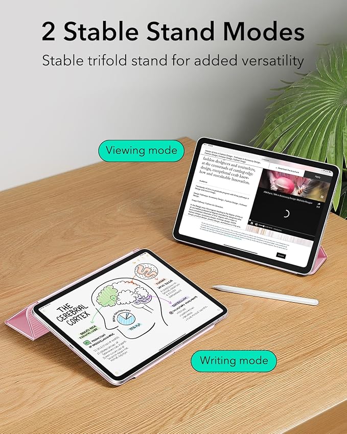 ESR for iPad Pro 13 Inch Case (M5/M4) 2025/2024, Powerful Magnetic Attachment, Slim Trifold Stand Case, Supports Pencil Pro & Pencil(USB-C), Auto Wake/Sleep, Rebound Series, Pink