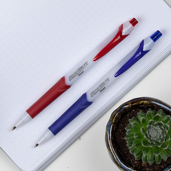 Pentel GlideWrite Ballpoint Pen with TechniFlo Ink, (1.0mm) Medium Line, Violet, Box of 12 (BX910-V)