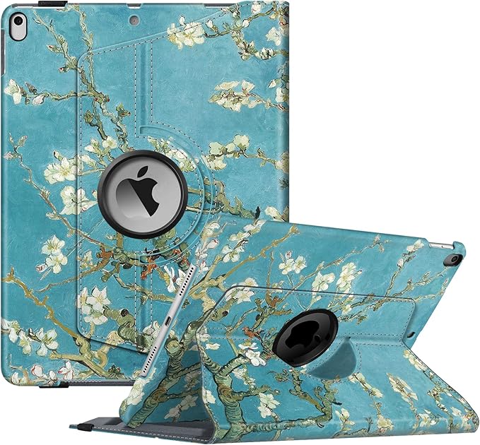 Fintie Rotating Case for iPad Air (3rd Gen) 10.5" 2019 / iPad Pro 10.5" 2017 with Built-in Pencil Holder - 360 Degree Rotating Stand Protective Cover, Auto Sleep/Wake (Blossom)