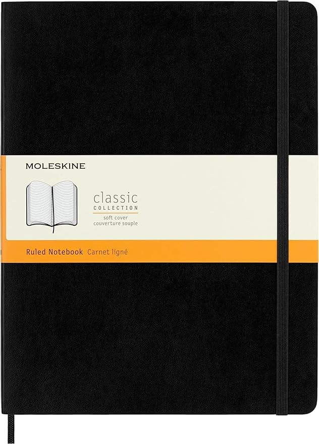Moleskine Classic Notebook, Extra Large, Ruled, Black, Soft Cover (7.5 x 10)