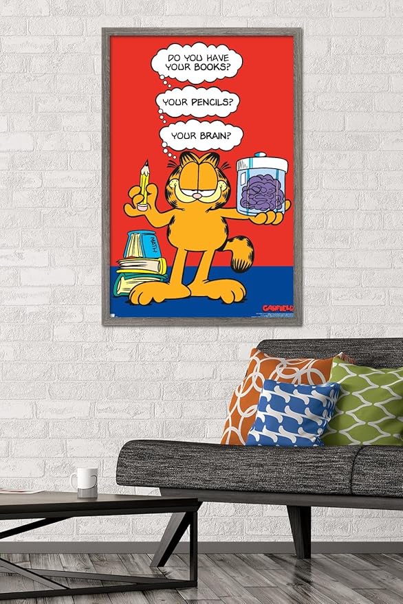 Garfield - Brain Wall Poster, 34L" x 22.4W", Barnwood Framed Version