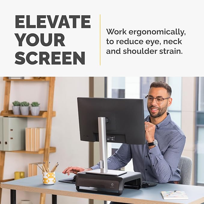 Fellowes Breyta Ergonomic Height Adjustable Stand for Monitor/Laptop, Black