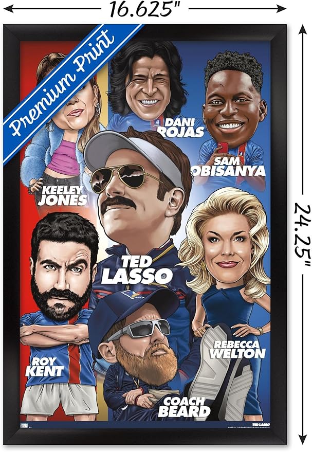 Ted Lasso - Character Grid Wall Poster, 22.4L" x 14.7W", Black Framed Version