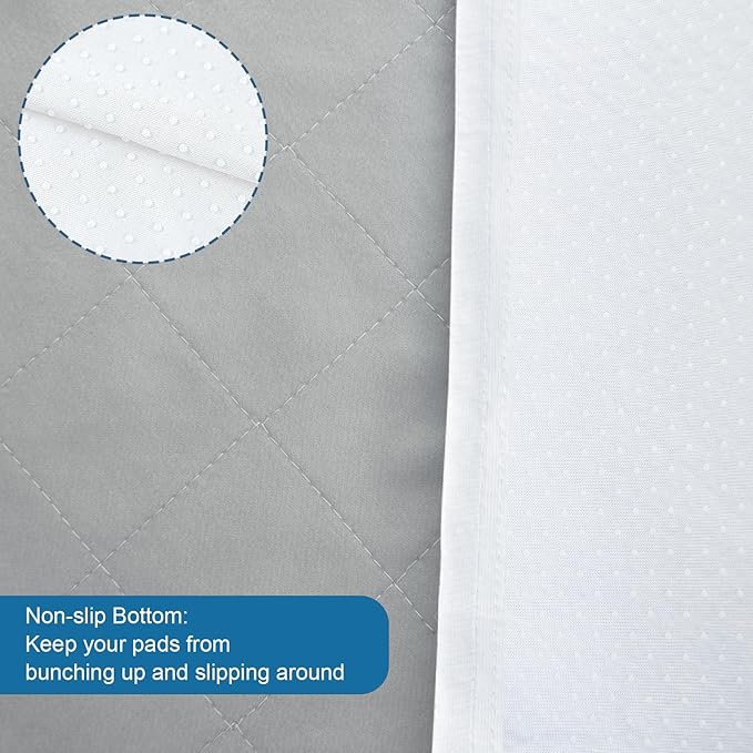 Waterproof Chair Pads for Incontinence Washable 22'' x 21'', 2 Pack Absorbent Seat Protector Pee Pads for Adults, Elderly, Kids, Toddler and Pets, Grey and Navy