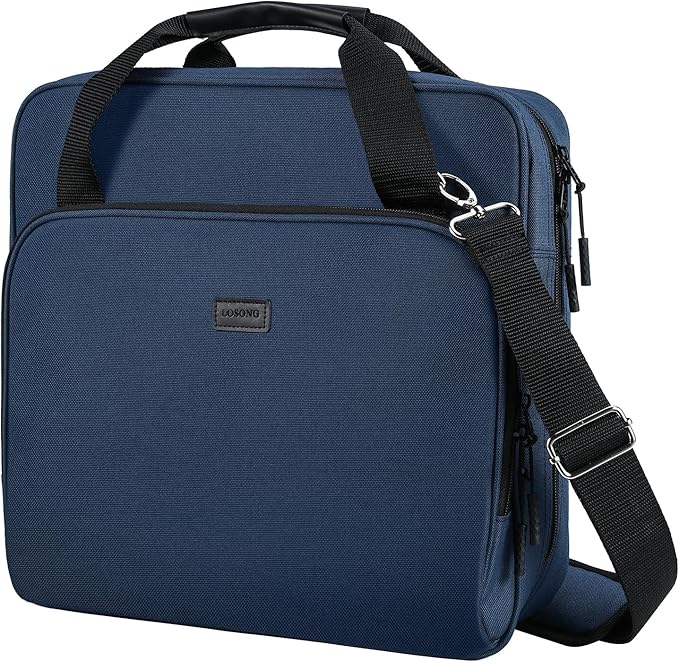 3 Ring Zipper Binder 3 Inch D-Ring, Binder with Strap 700 Sheet Capacity & Multi-Pockets School and Office Organizer, Compatible with 13-Inch MacBook(Patent Design Dark Blue)