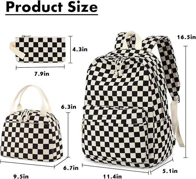 Bluboon School Backpack Set Girls Womens Laptop Bookbag Casual Daypack Fits 15 inch Laptop with Lunch Tote Bag and Pencil Bag