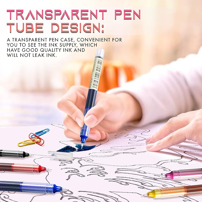 USUAL 12pcs Gel Ink Pens Liquid Ink Rollerball Multi Color Pen 0.5 mm Fine Point Smooth Writing Pens Cute Nurse Pen Back to School Supplies