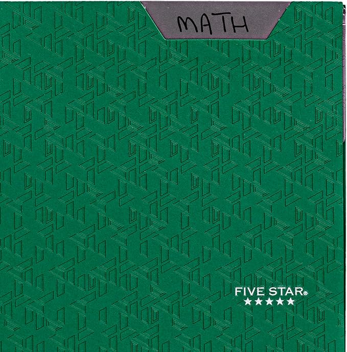 Five Star 2-Pocket Folder, 4 Pack, Plastic Folder with Stay-Put Tabs and Prong Fasteners, Holds 8-1/2" x 11" Paper, Black, Fire Red, Forest Green, Pacific Blue (38048)