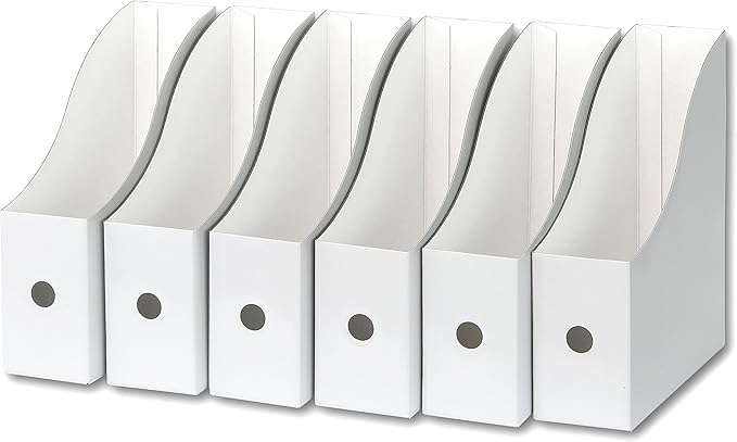Simple Houseware 6-Pack Magazine File Holder Box, Foldable Cardboard Organizer, White